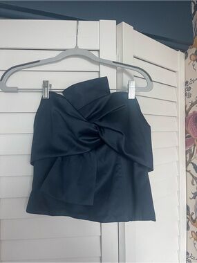 Anthropologie Navy Twist-Front Crop Top